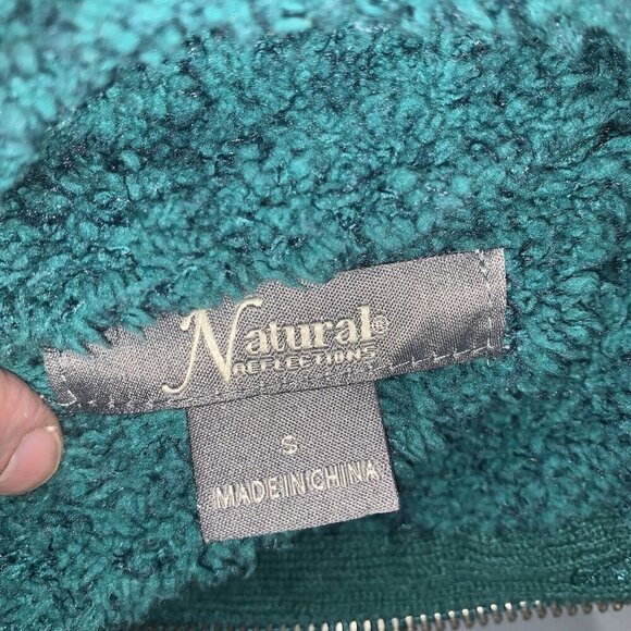 Natural Reflections Women's S Small 1/4 Zip Mock Neck Sweater Green Plush Soft - Picture 7 of 7